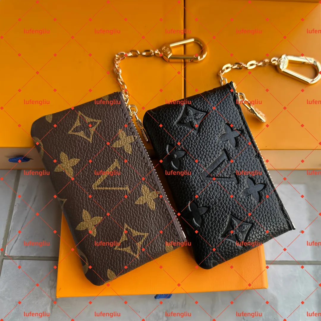 12A Designer wallets POCHETTE CLES Keychain Ring KEY POUCH coin purse Luxurys Damier leather Credit Card Holder small zipper purses Wallet with box and dust bag