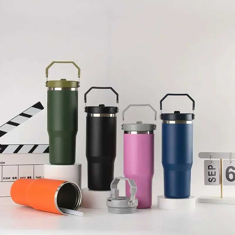 New Stainless Steel Cup Double Layer Insulated 30/20oz Travel Tumbler Starw Car with Lid Diamond Paint Cream Cup Coffee Mug H251215