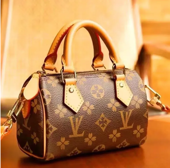 10A Womens speedyityBag designer Bags Top Mini Nano 16cm Shoulder Bag Women Leather Denim Crossbody Luxury Brand Embossed Tote Purse Brown Flower Handbag