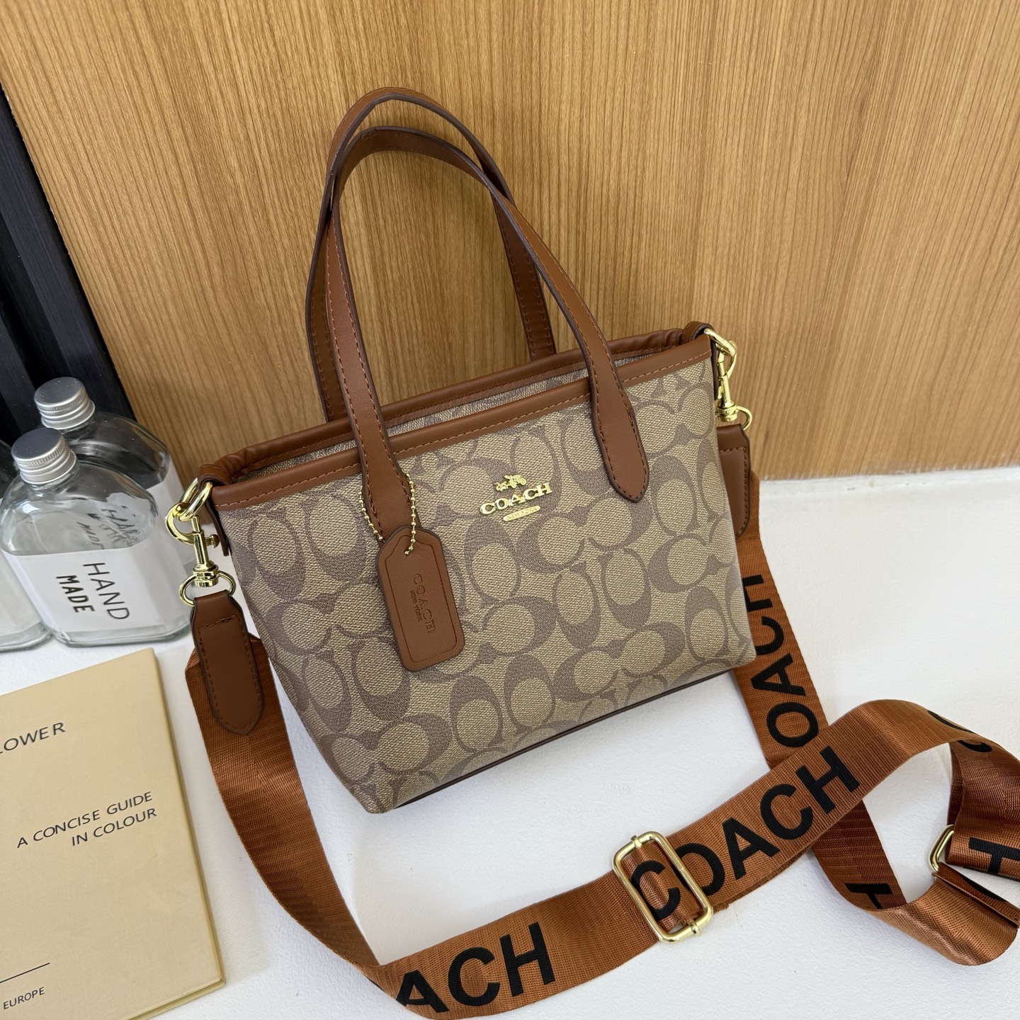 Trendy Classic Monogram Print Tote bag shoulder bag crossbody bag , Lightweight Leather Bag With Top Handle & Adjustable Strap, Perfect For Commuting, Shopping, Travel