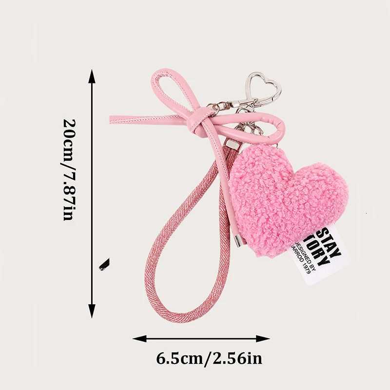 Sweet Love Heart Bag Charm Keychain Keyring Pendant with Wrist Lanyard for Coin Purse Backpack Car Decoration M251215