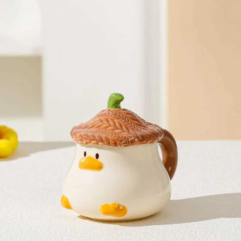 New Style Porcelain Cartoon Duck Coffee g with Lid Breakfast Milk g Drinkware Kitchen Water Cup 400ml H251215