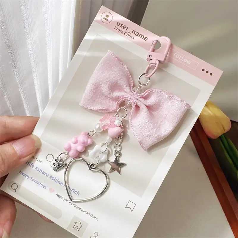 Cute Sweet Bow Bear Heart Keychain Pendants Star Charm Phone Chain Backpack Decoration Keyring y Bag Hanging Ornaments Gifts M251215