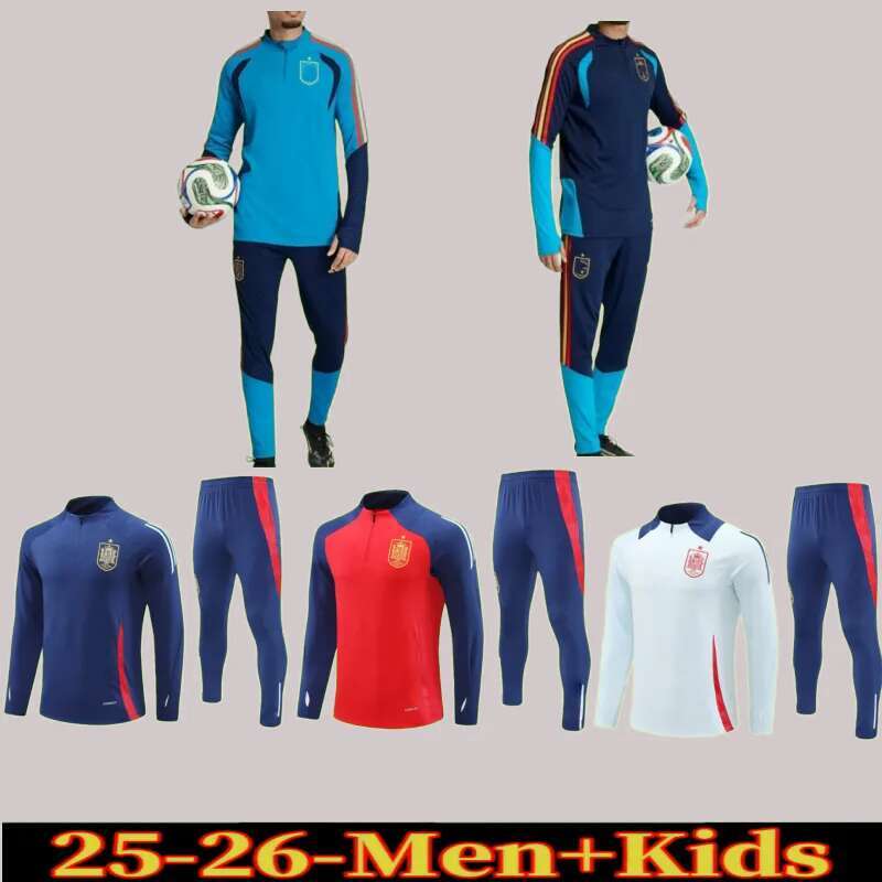 24 25 26 Spain Long sleeved half pulled tracksuit LAMINE YAMAL FERRAN MORATA A.INIESTA PEDRI Espana Camiseta 2024 2025 training suit men kids kit