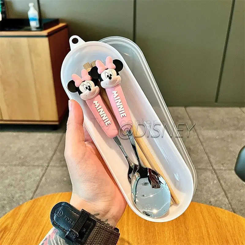 Disney Mickey and Minnie animation themed cartoon fashion student home travel 304 stainless steel spoon and fork tableware set H251215