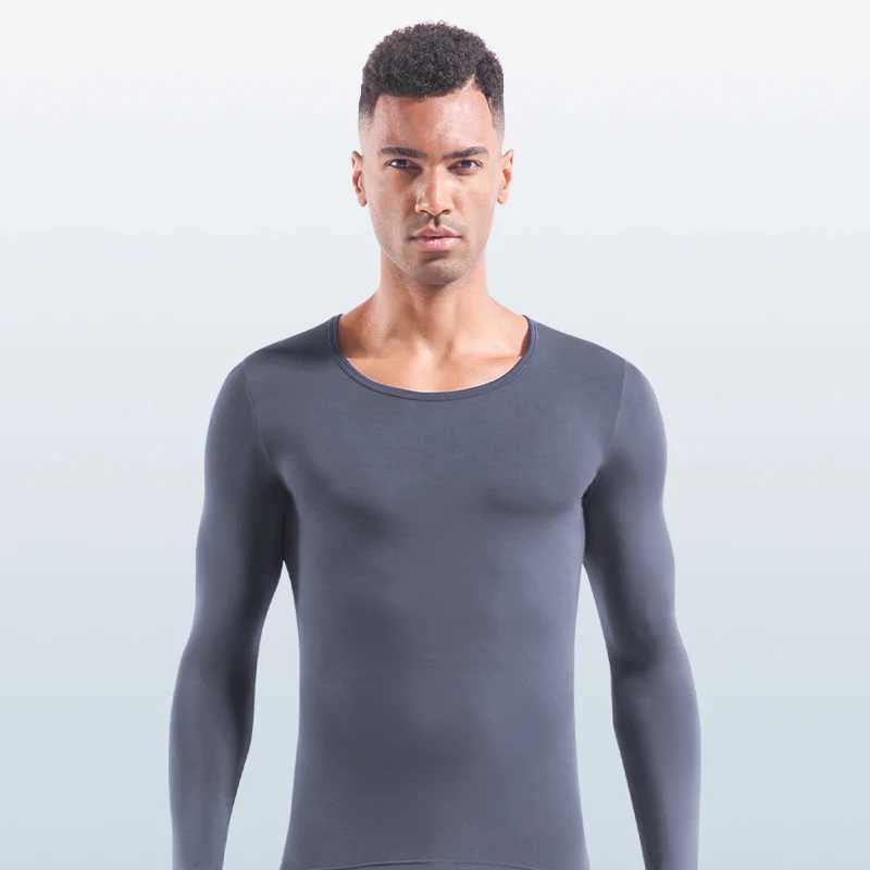 Mens Thermal Underwear Pure Cotton Low-Neck Large V-Neck Base Layer Shirt Autumn and Winter Solid Color Thin Slim-Fit Top G251215