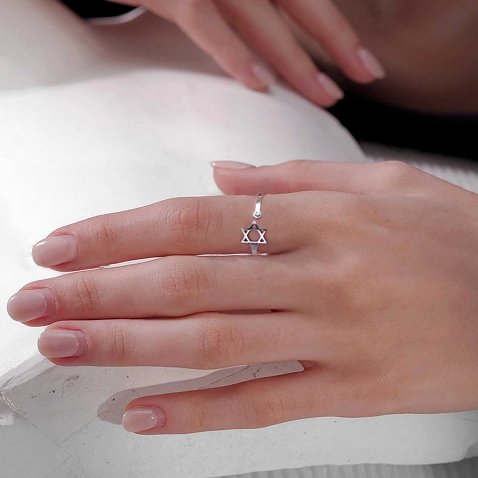 Skyrim Star of David Zircon Ring Women Supernatural Hexagram Stainless Steel Rings Israel Je Judaism Amulet Jewelry Gift M251215