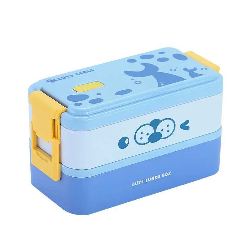 Cute Double Layer Portable Lunch Box For Kid Bento Boxes with Spoon Set For Child School Off Leakproof Food Storage Container H251213