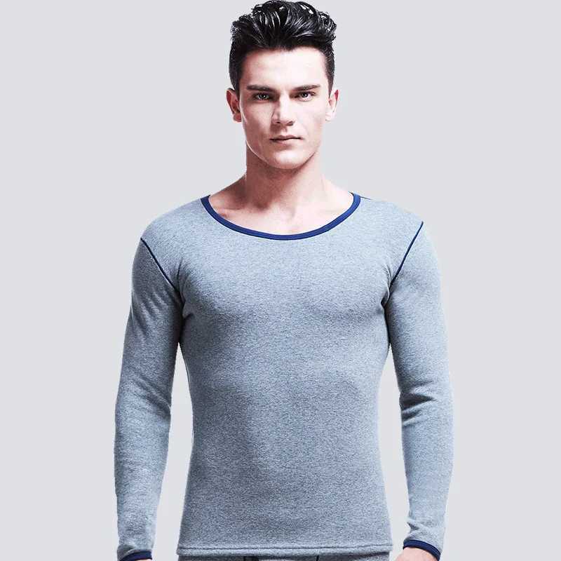 Element winter mens single top plus fleece thickened undercoat cold round neck slim warm underwear top G251215