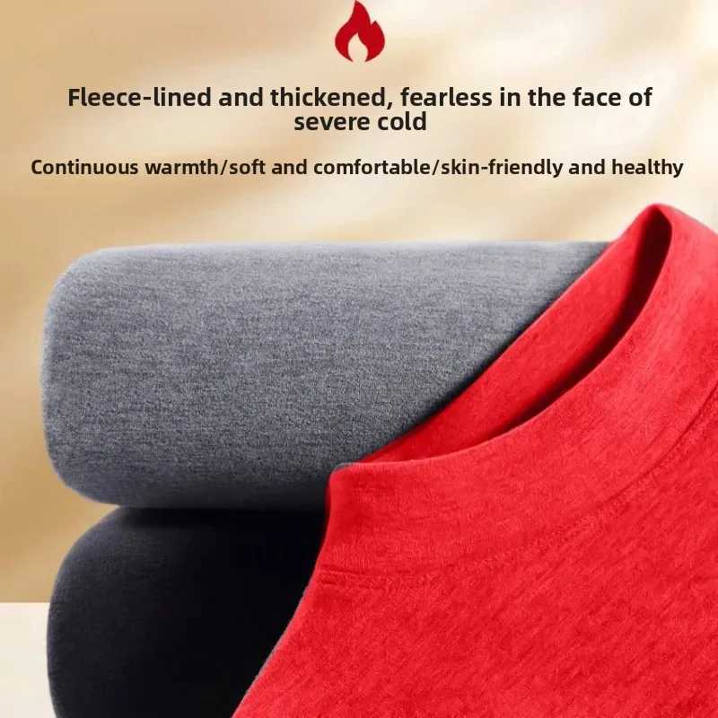 1pcs Winter Men Thickening Velvet Thermal Underwear Tops Half-high Collar Long-sleeved T-shirt Solid Color Sport Warm Pullover G251215