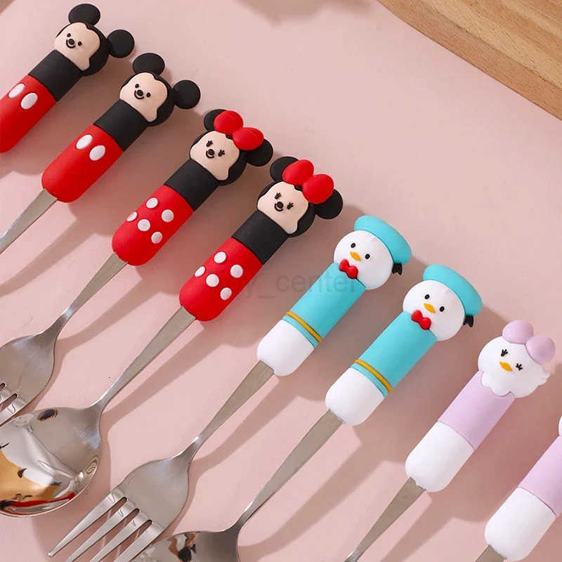 Disney Mickey Mouse Stainless Steel Spoon Fork Kawaii Cartoon Figure Milk Stirring Accessories Children Baby Portable Tableware H251215
