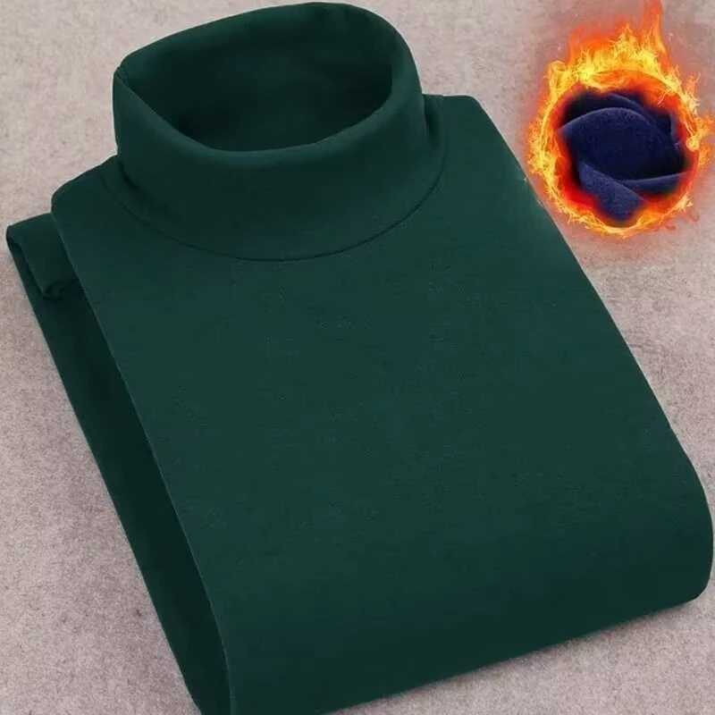 Winter Mens Half Turtleneck Velvet Top Long Sleeve T-shirt Autumn Solid Color Men Clothing Double-sided Velvet Thermal Underwer G251215