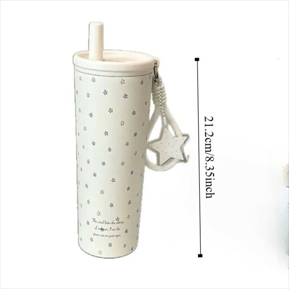 New Star Insulated Cup White with Lanyard Thermal Water Bottle with Straw Stainless Steel Car Coffee Cup Gifts H251215