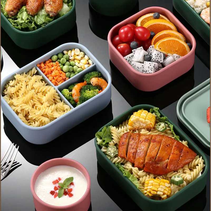1PC Food Grade Silicone Bento Boxes With Partition Lunch Container Leak-Proof Food Storage BPA- Support DishwasherMicrowave H251213