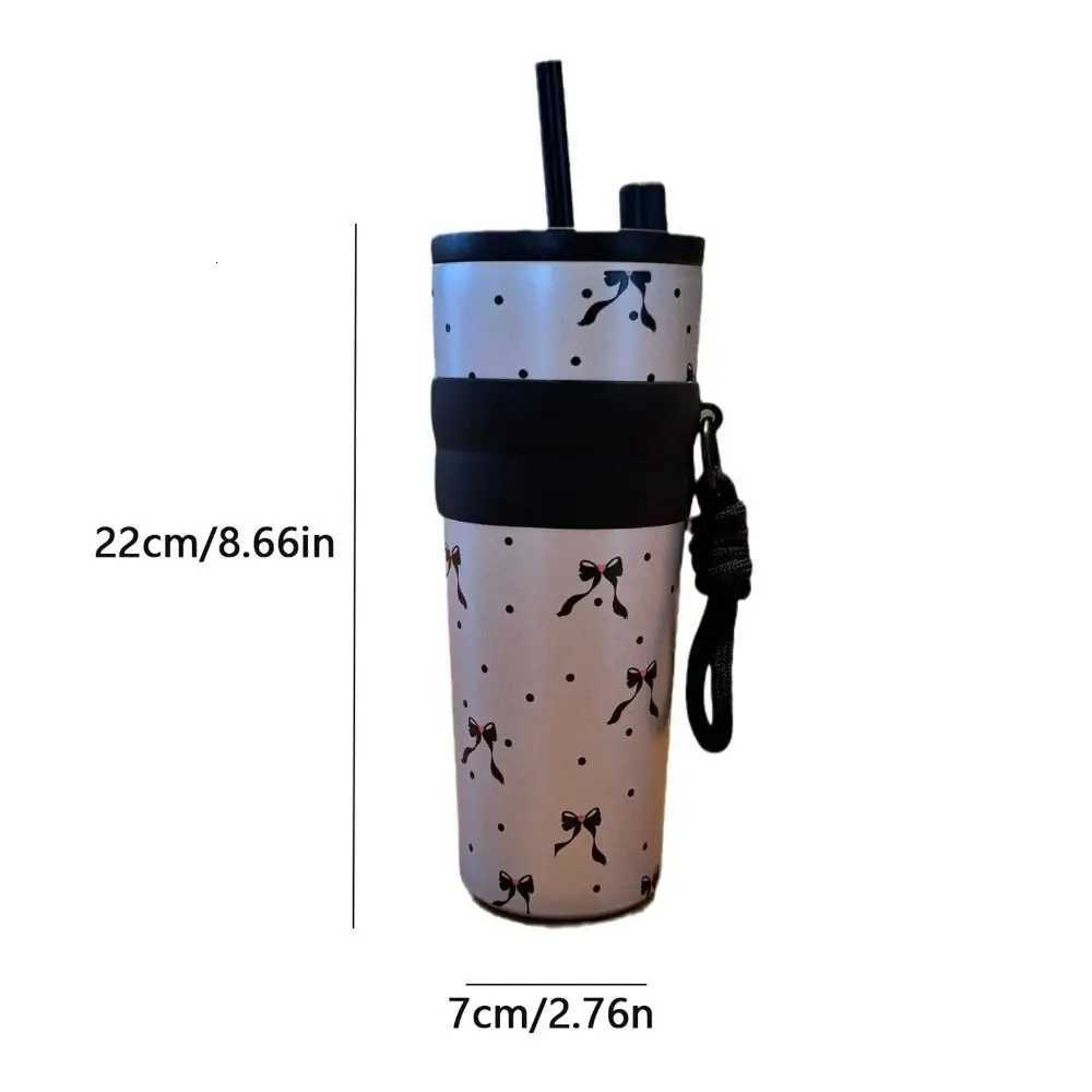 Winter 700ML Red Cherry Thermos Cup Pink Flower Bow Vacuum Cup Gift With Lifting Rope Thermal Water Bottle for Student Children H251215