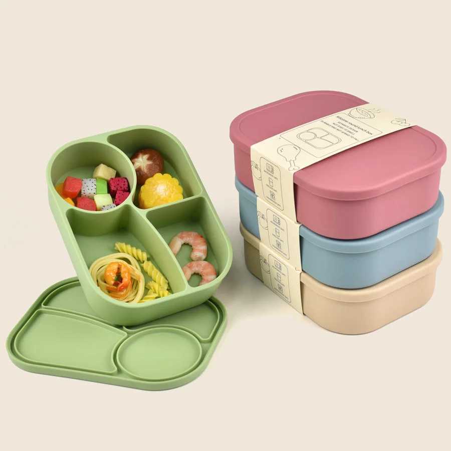 Silicone lunch boxes suitable for students and adts to bring their own meals outdoor lunch boxes dishwasher safe H251213
