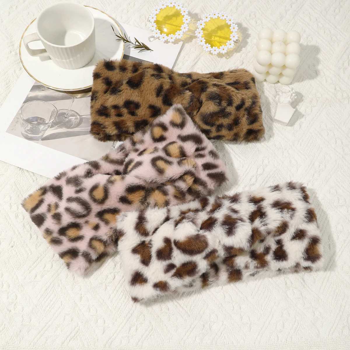 1pc Autumn Winter Plush Headband For Women Elastic Leopard Print Hair Bands Turban Girls Hair Accessories Headwear HairbandsXJ251215 - view 4