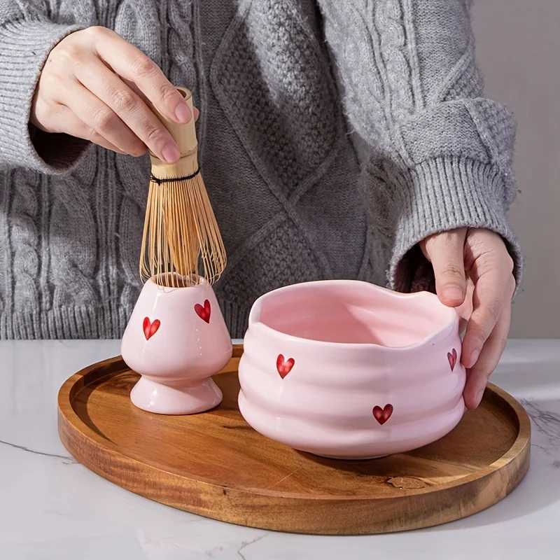5pcs Decal Ceramic Matcha Set Cute Matcha Set Includes Matcha Bowl Matcha Whisk and Holder Bamboo Scoop Sifter H251215