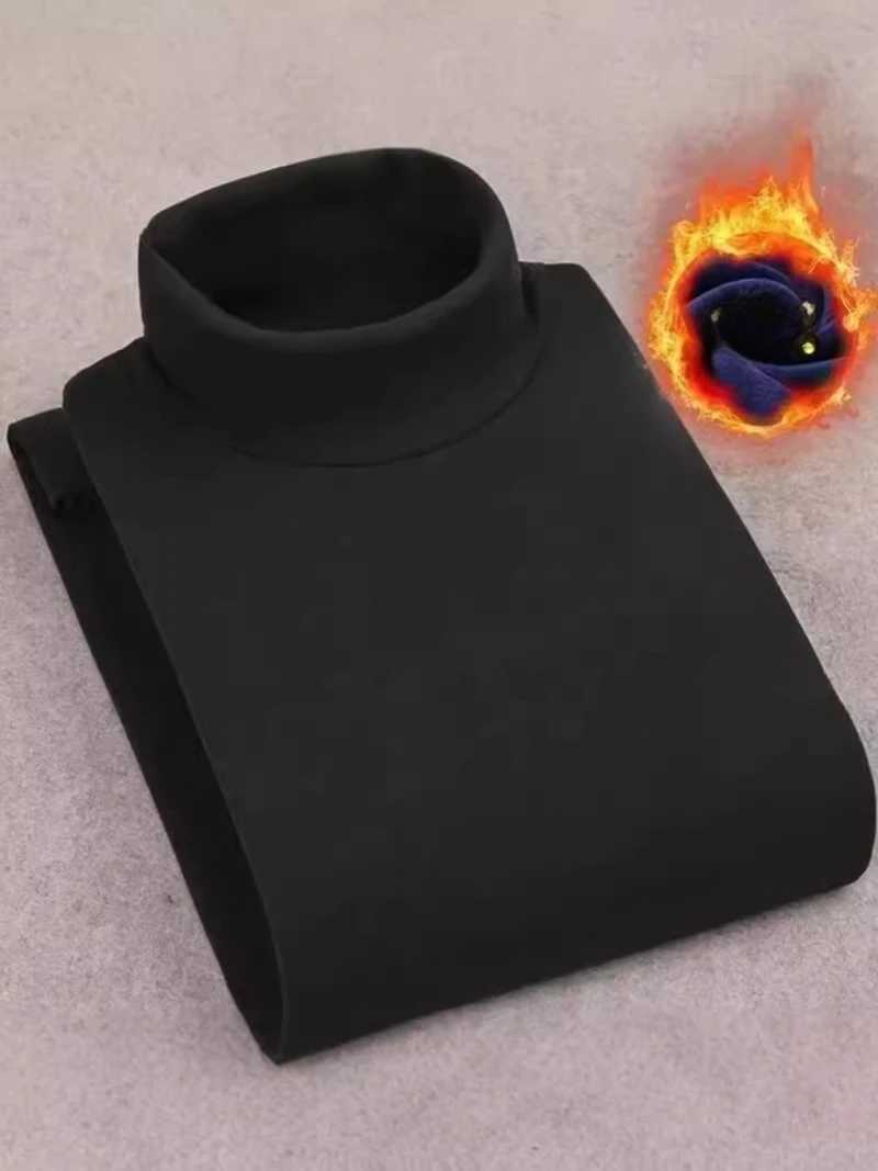 Winter Mens High Quality Half Turtleneck Velvet Top Long Sleeve Solid Color Men Clothing Double-sided Velvet Thermal Underwer G2512151