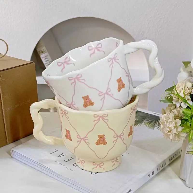 Ceramic Coffee g with Bow Cute Bear Kawaii Water Cup Breakfast Milk Cup He Off Leisure Cartoon Cup Birthday Gift g H251215