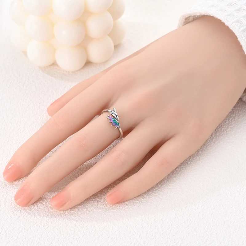 Luminous Firefly 925 Sterling Silver Ring Sparkling Rainbow Color Heart bone Flower Original Rings For Women Wedding Jewelry M251215
