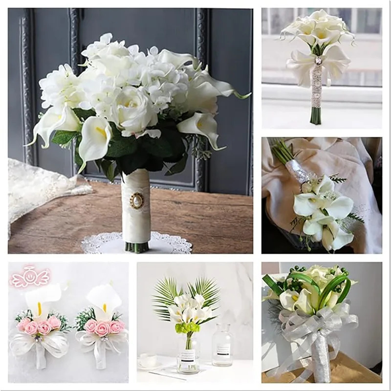 10PCS Artificial Flowers Calla Lily Faux PU Flowers for Weddings Bouquet Bridal Shower DIY Bridal Bouquets Home Party Decor 251211