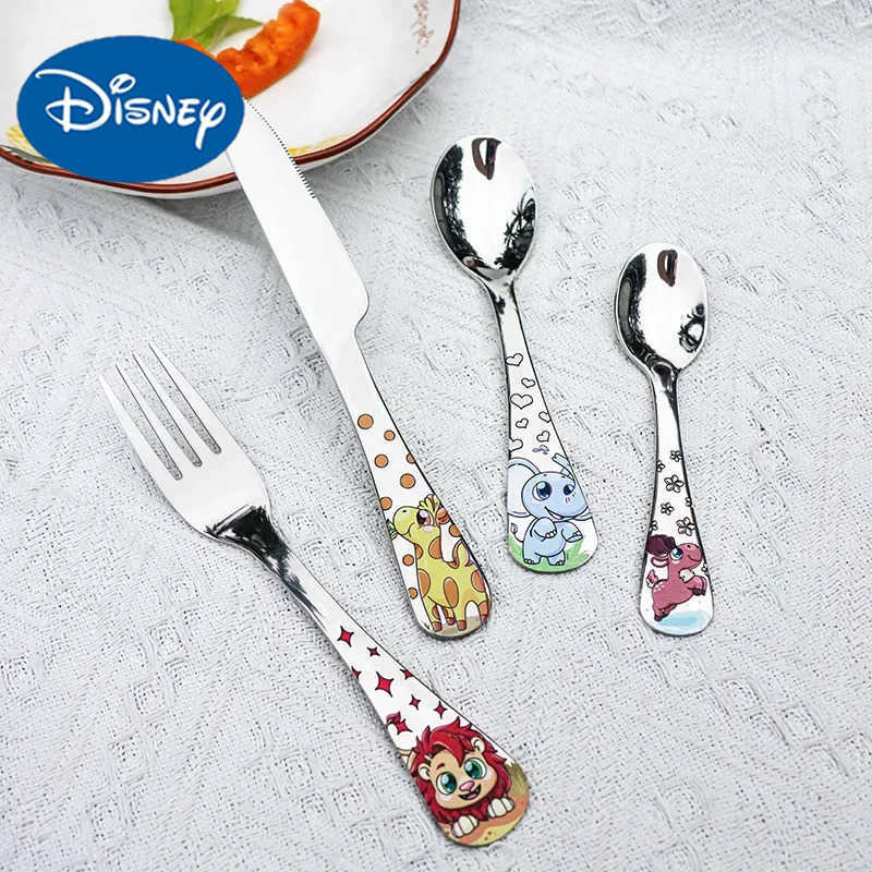 Disney Animal Cartoon Cute Fork Stainless Steel Children Spoon Fork Children Kids Cutlery Set Tableware Dinnerware Supplies Gift H251215