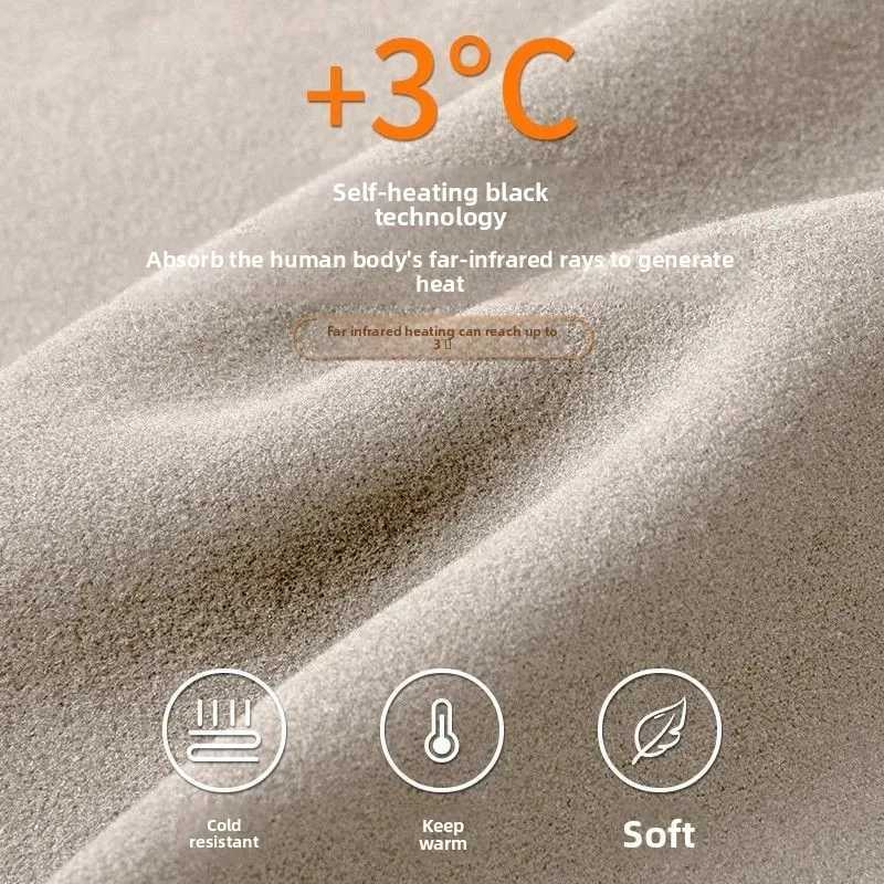 Double-sided Fleece-lined Autumn/winter T-shirt for Men Long-sleeved Half-high-neck Thermal Base Layer Warm Innerwear Top G251215