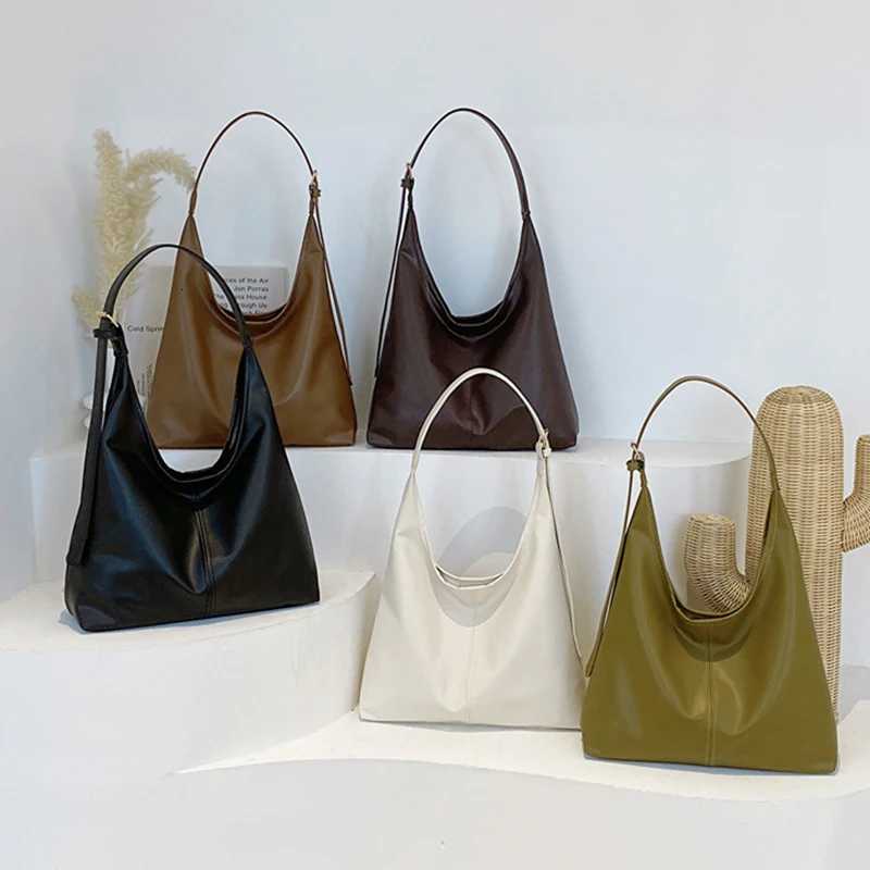 Fashion Korean Version Large Capacity Single Cross-body Bag Womens Handbag Simple Casual Commuting PU Leather Shoulder Tote BagT251215