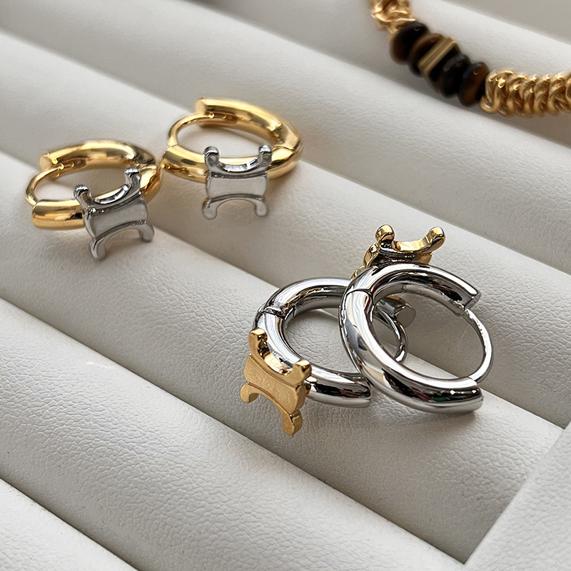 Designer Earrings Retro Metal Color Block Women's Earrings Niche Design High-end Fashion Accessories 2025 New Luxury Jewelry