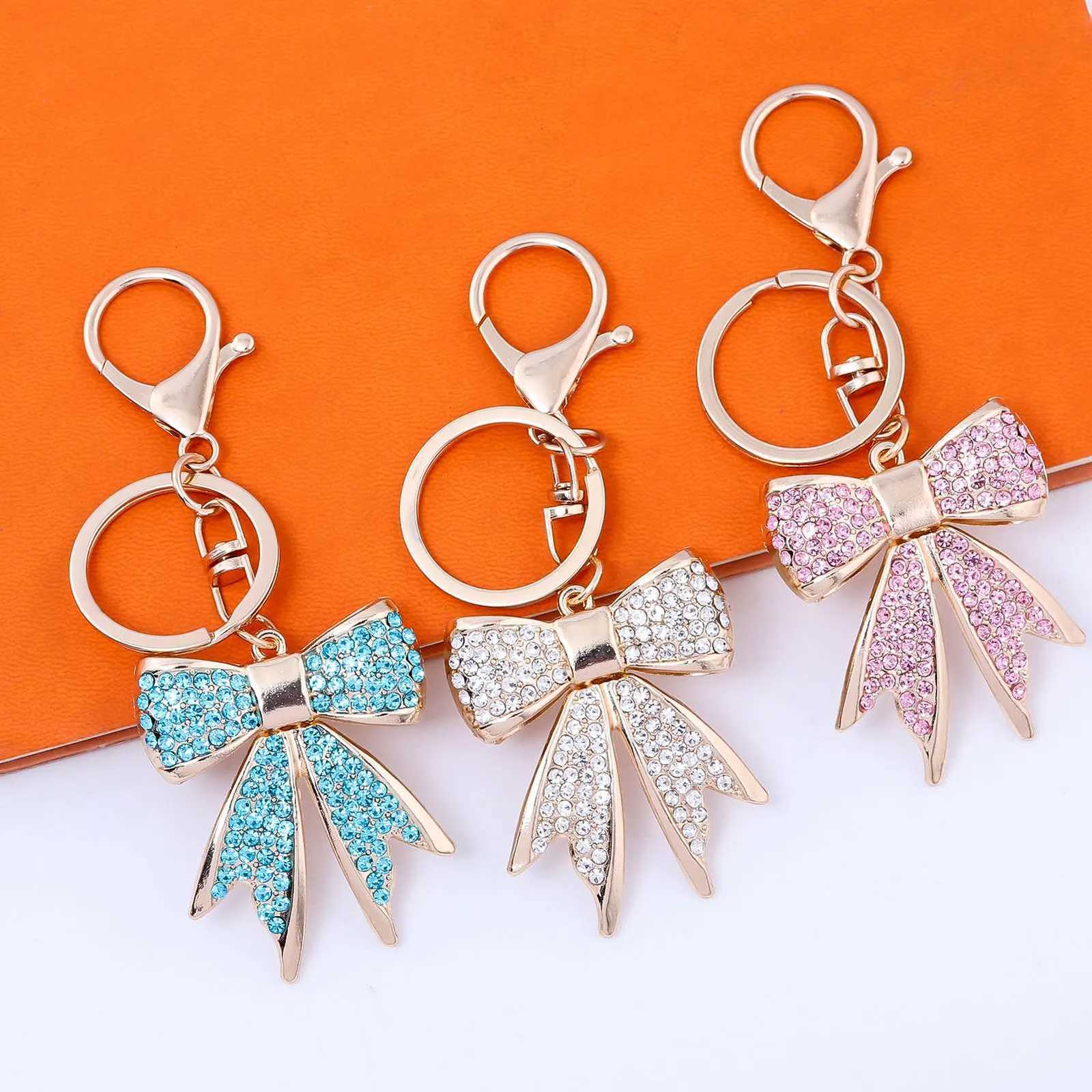 Faux Crystal Rhinestone Bag Charm Rhinestone Bow Keychain for Women Sparkling Bag Charm Car Pendant Valentine Gift Idea M251215