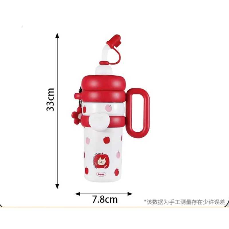 Straw Insulation Cup Large Capacity Water Cup Female Students Cute Portable Handle Water Bottle Jumbo Cup H251215