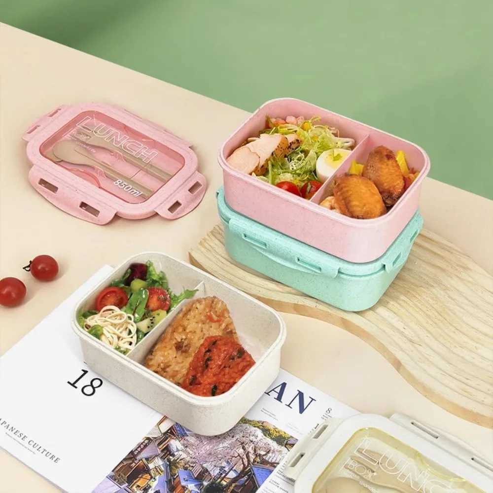 850ml Bento Lunch Box for Adts with Cutlery Set Leak-Proof Cpartments for Off Picnic Travel Portable Snack Box Beige H251213