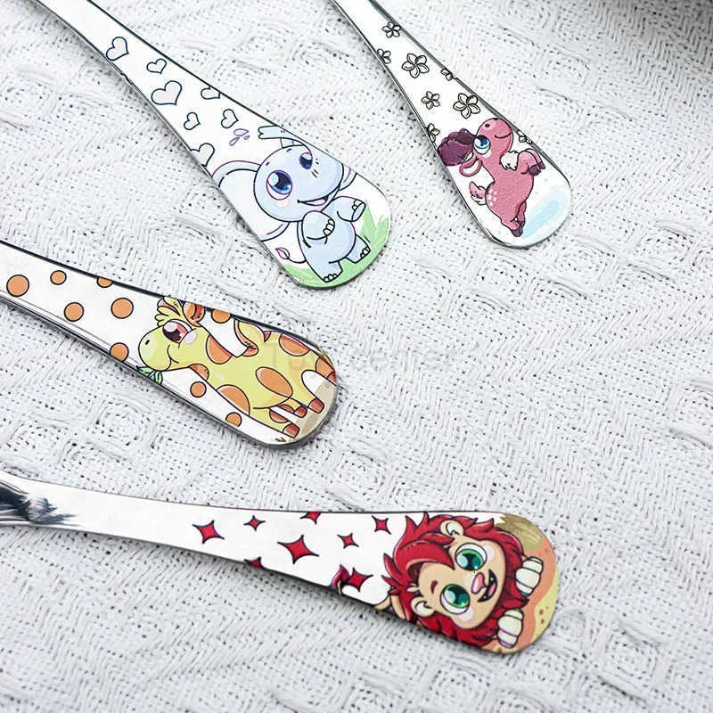 Disney Animal Cartoon Cute Fork Stainless Steel Children Spoon Fork Children Kids Cutlery Set Tableware Dinnerware Supplies Gift H251215