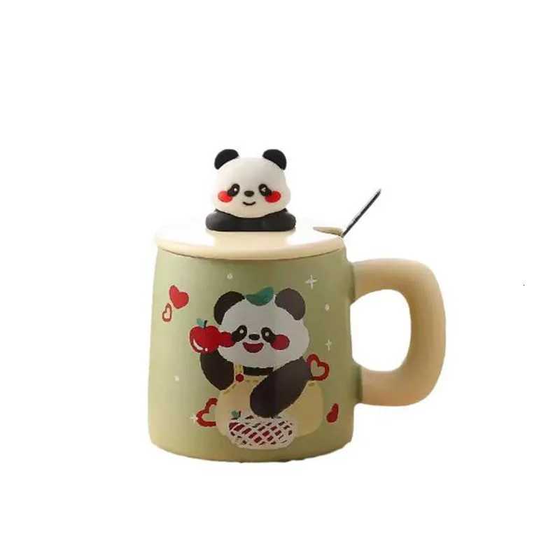 Porcelain Panda Pattern Coffee g Milk g with A Spoon Off Water Cup Birthday Gift for Friend Kitchen Drinking Accessories H251215