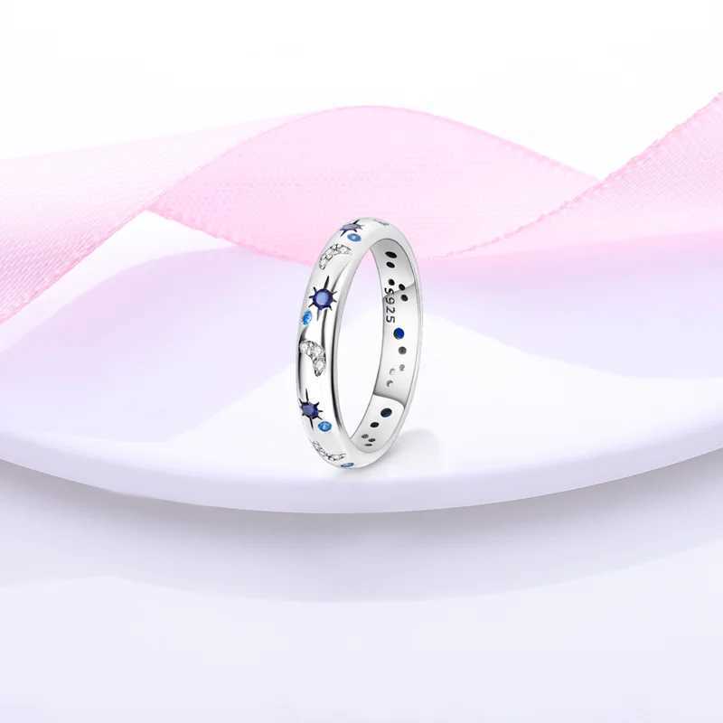 S925 Sterling Silver Sparkling Starry Night Closed Ring for Women Finger Ring Personality Jewelry Party Trendy Gifts M251215
