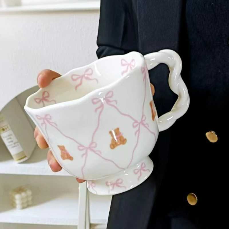 Ceramic Coffee g with Bow Cute Bear Kawaii Water Cup Breakfast Milk Cup He Off Leisure Cartoon Cup Birthday Gift g H251215