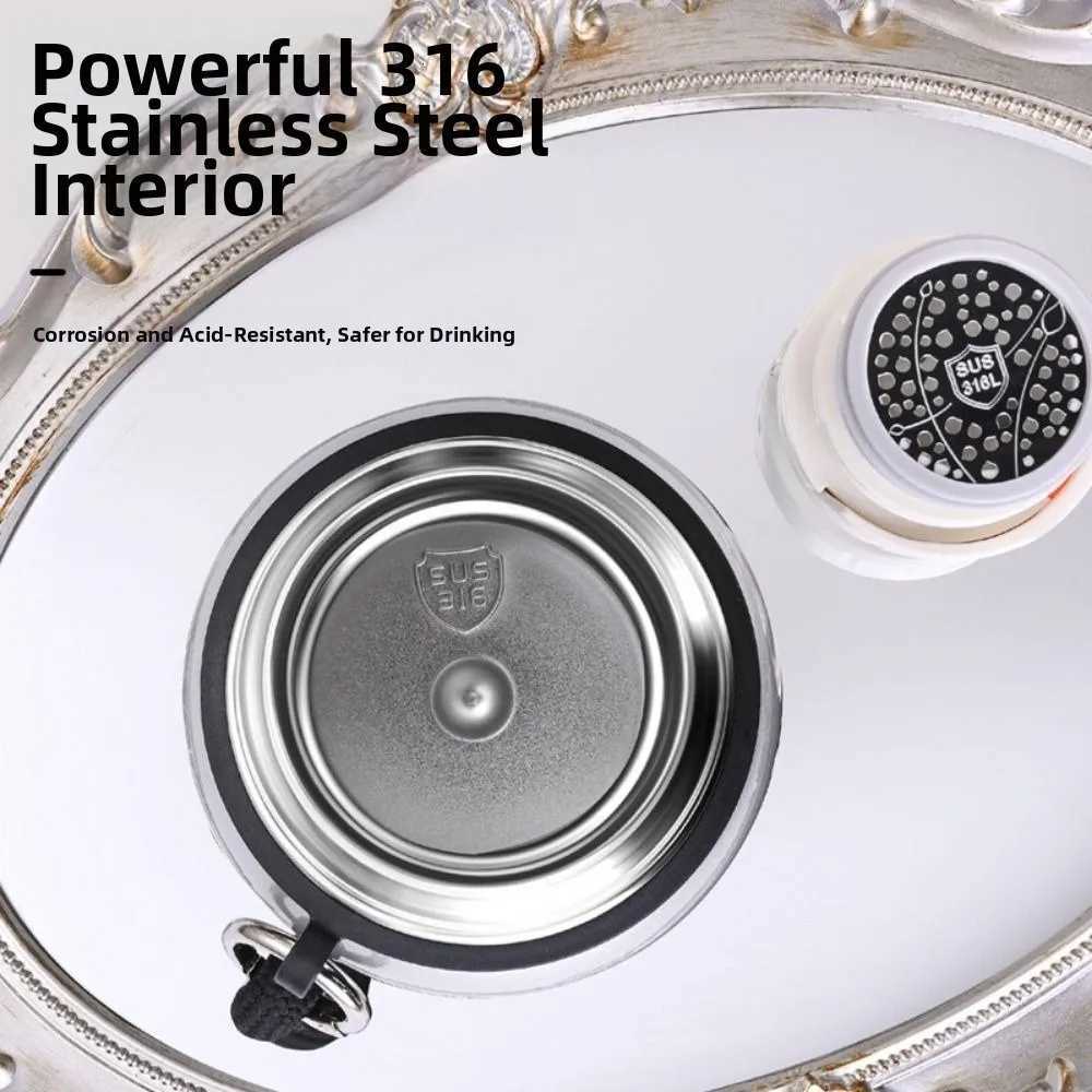 Creative Thermal Water Bottle Portable Large Capacity Coffee Tumbler with Handle Leak-proof Double Wall Drinking Straw Cup H251215