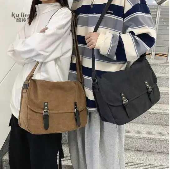 Crossbody Bags Canvas Large Capacity Mens Casual Handbags Vintage Shoulder Messenger Bag Leisure Student Satchel Package bolsosT251215