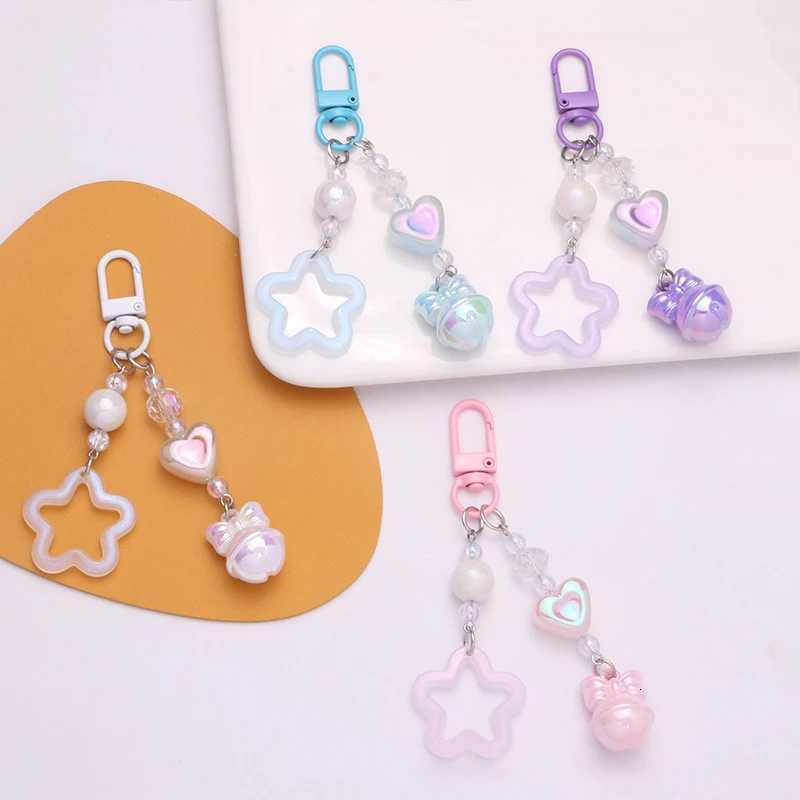 Hollow Pentagram Y2k Star Keychain Bell Pendant Cute Charm Key Ring Handbag Lanyard Accessories Car Hanging Trinket Key Holder M251215