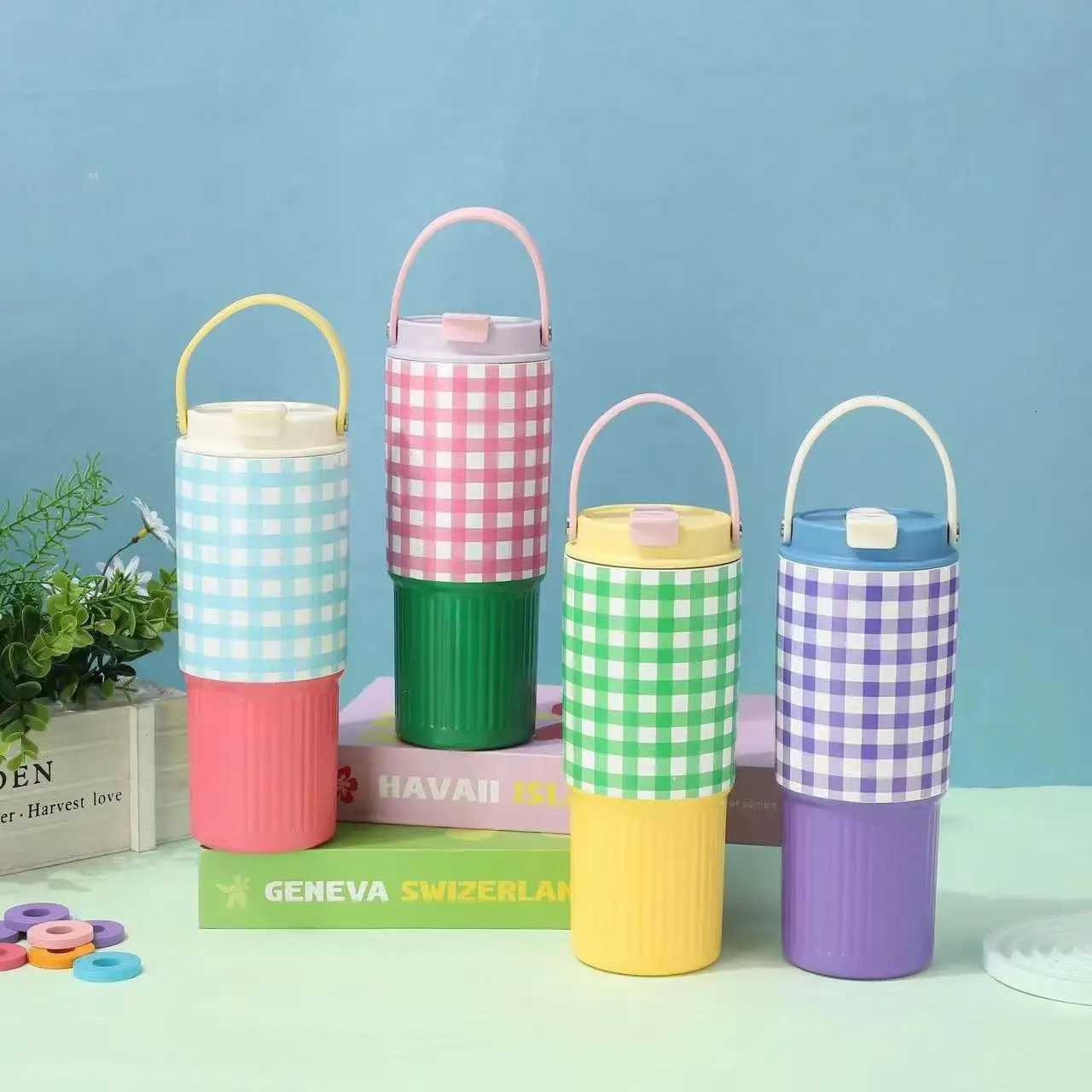 30oz Car Cup 304 Stainless Steel Thermos Vacuum Flasks Bingba Cups Portable Car Portable Double Drinking Straw Water Bottle H251215