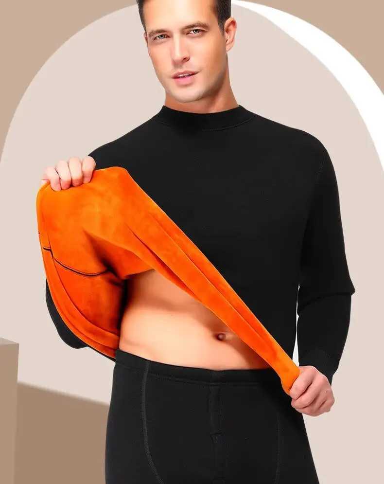 Mens Thermal Underwear Thickened and Fleece-Lined for Cold Protection Youth Top Winter Long-Sleeved Crew Neck Base Layer Shirt G251215