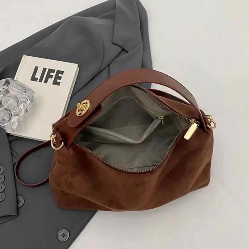 Womens Bag Large Capacity Suede Shoulder Bag Retro Tote Handbag For Women Shopping CommutingT251215