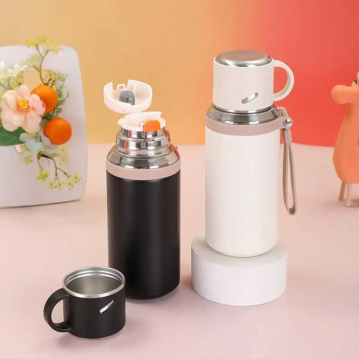 600ml 316 Stainless Steel Vacuum Bottle Dual-Lid Insulated Cup for Travel Home Office Gift H251215
