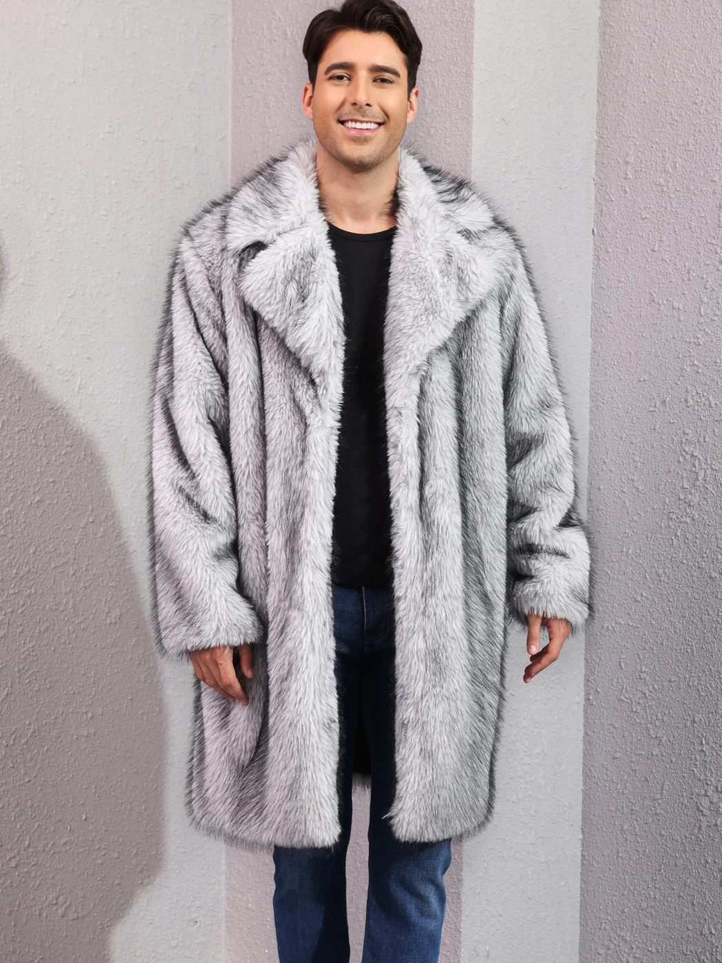 Winter Men Long Plush Lined Jacket Autumn Plush Thick Coats Trendy Winter Overcoat Faux Fur Faux Leather Men Woolen Jacket 251020