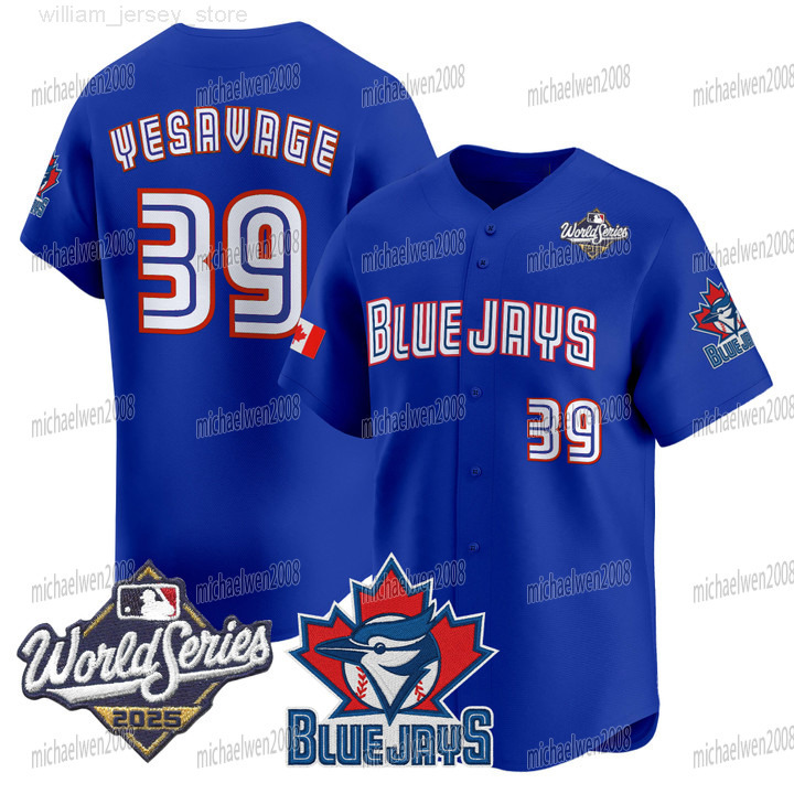 39 Trey Yesavage Blue Jays 2025 World Series Jerseys Alejandro Kirk Vladimir Guerrero Jr Bo Bichette George Springer Max Scherzer Jeff Hoffman