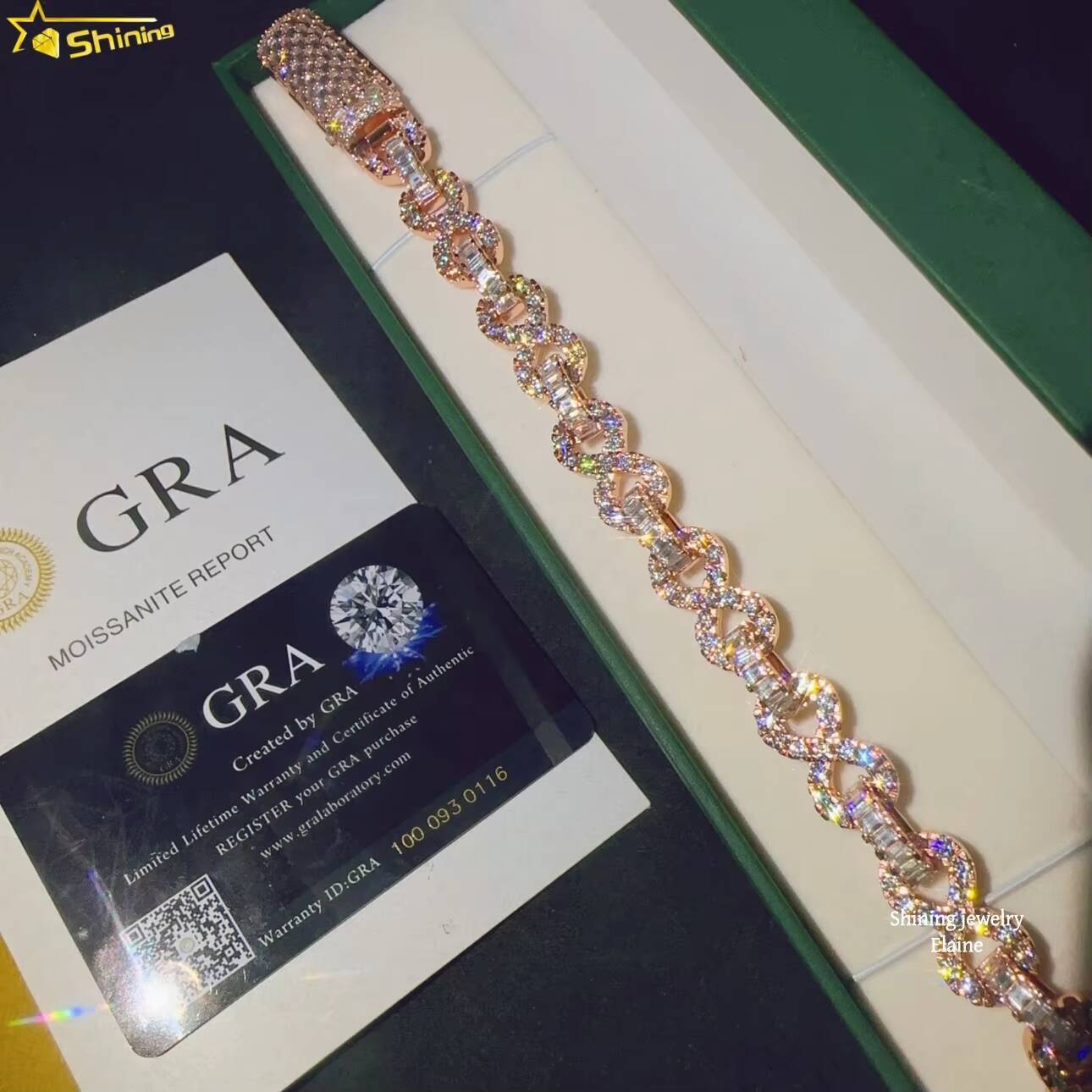 Fashion High Quality GRA Certificated Hip Hop Sterling Silver 925 8mm Vvs Moissanite Cuban Link Chain Moissanite Bracelet