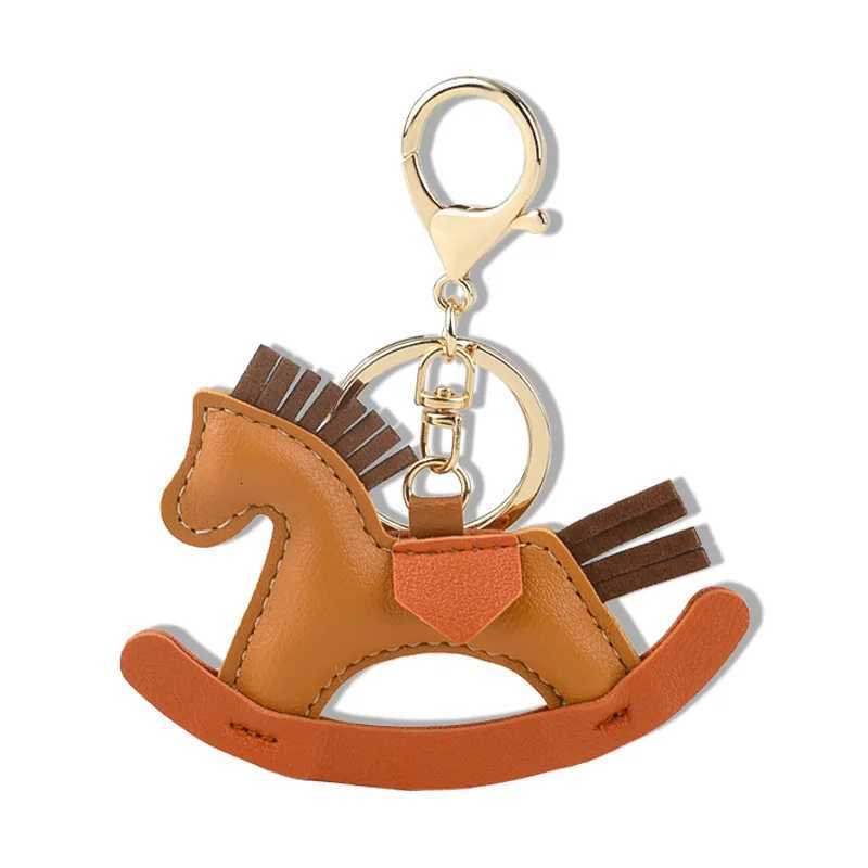 Crazy Instagram pony pendant cartoon rocking horse leather accessory handcrafted leather bag pendant car keychain M251215