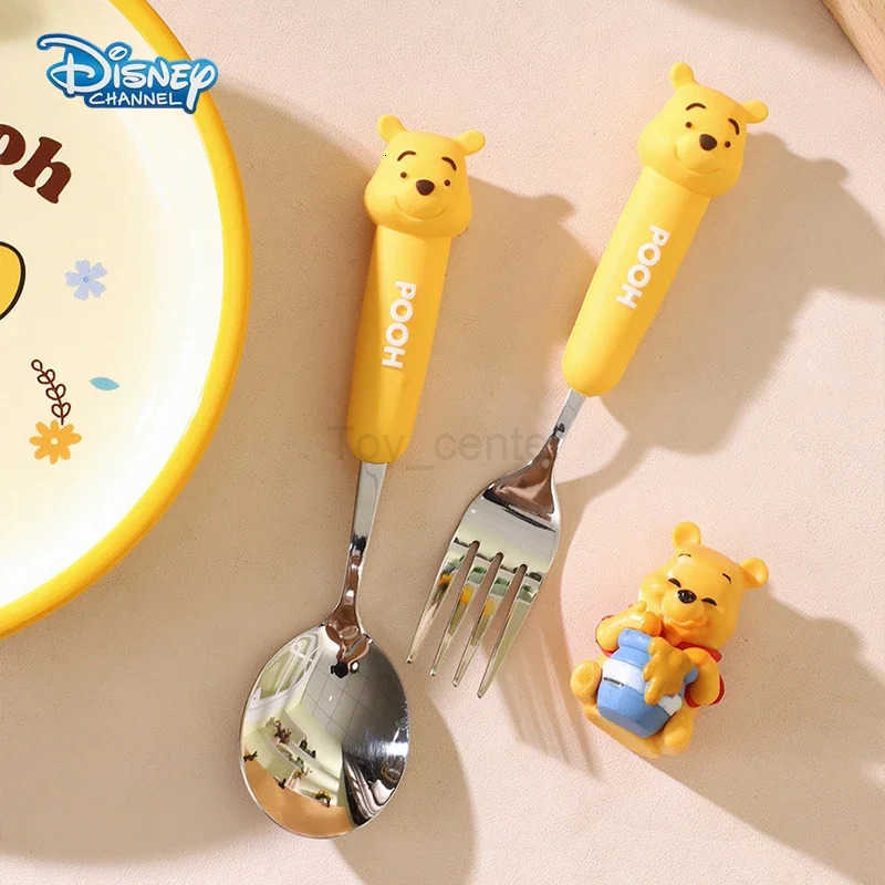 Disney Winnie the Pooh Spoon Fork Kids Tableware Cartoon Kawaii Soup Coffee Spoon Cake Fruit Fork Child Stainless Steel Cutlery H251215