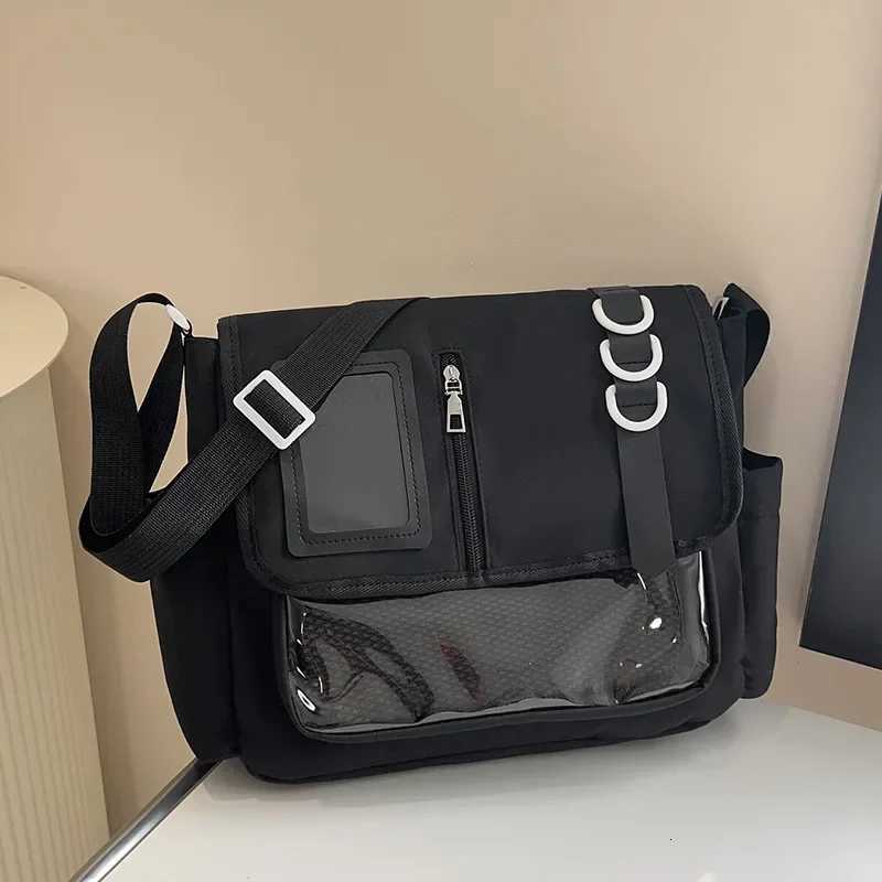 Y2K Japanese Harajuku School Bags for Girls New Transparent Itabag Shoulder Crossbody Bag DIY Badges Display Plate Ita BagT251215